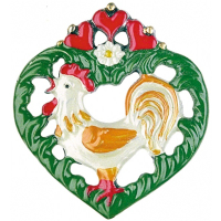 Pewter Brooch Heart Cock