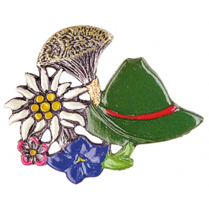 Pewter Brooch Hat and Edelweiss