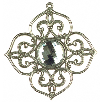 Pewter Ornament Christmas Tree Decoration Ornament-Star No. 2 antique finish with Stone white