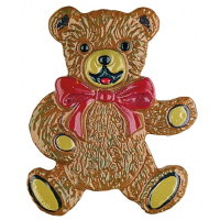 Pewter Brooch Bear brown with bow