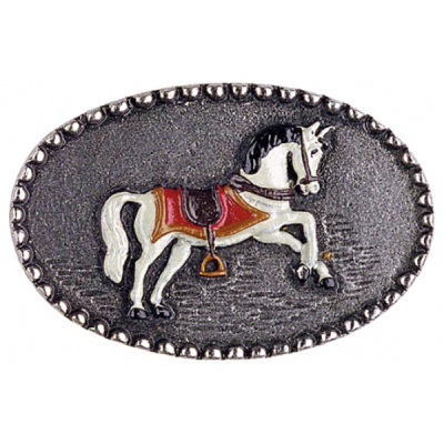 Pewter Brooch Medallion Horse