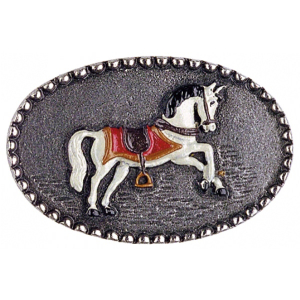 Pewter Brooch Medallion Horse
