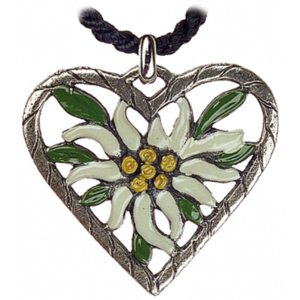 Pewter Necklace Heart small with Edelweiss