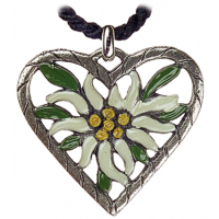 Pewter Necklace Heart small with Edelweiss