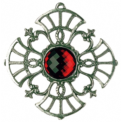 Pewter Ornament Christmas Tree Decoration Ornament-Star No. 3 antique finish with Stone red