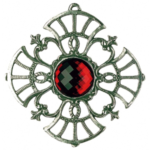 Ornament-Stern Nr. 3 mit Schmuckstein rot