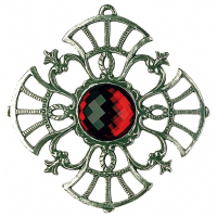 Ornament-Stern Nr. 3 mit Schmuckstein rot