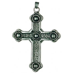 Pewter Ornament Cross antique finish with Pellets