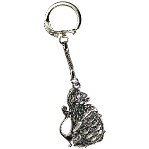 Pewter Keychain Bavarian Lion with antique finish
