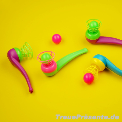 Puste-Spiel Pfeife mit Ball, farblich sortiert