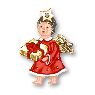 Pewter Ornament Angel with Present