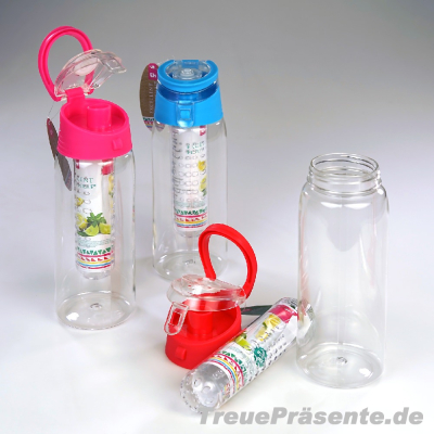 Trinkflasche mit Einsatz für z. B. Zitronenscheibe oder...