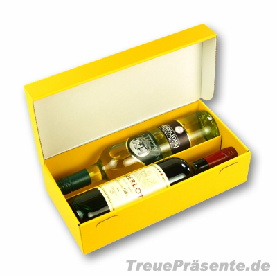 Geschenkset zwei Flaschen Wein (weiß+rot) in Geschenk-Box