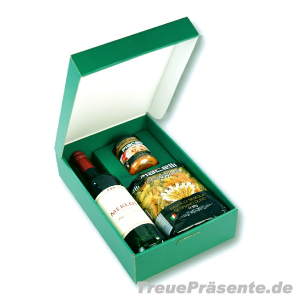 Geschenkset Rotwein mit Pesto und Nudeln in Geschenk-Box