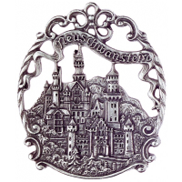 Pewter Ornament Town Picture small Castle Neuschwanstein with antique finish