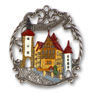 Pewter Ornament Town Picture small Rothenburg
