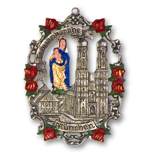 Pewter Ornament Town Picture small Munich Church of Our...