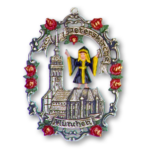Pewter Ornament Town Picture small Munich St. Peter`s...
