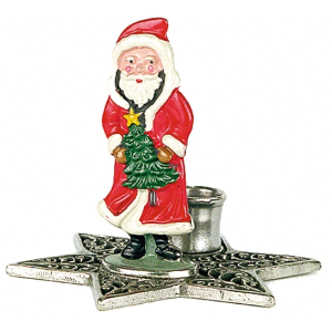 Pewter Candlestick Star Santa Claus