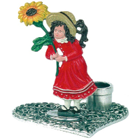 Pewter Candlestick Heart Girl with Flower