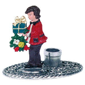 Pewter Candlestick Oval Boy with Bouquet