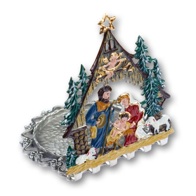 Pewter Candlestick Nativity