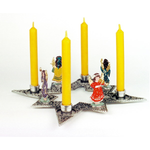 Pewter Candlestick Advent Star Angel Concert