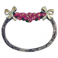 Pewter Napkin Ring large Rose-Branch pink