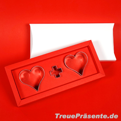 Geschenkset Plätzchenformen in Schiebe-Geschenkbox rot/weiß
