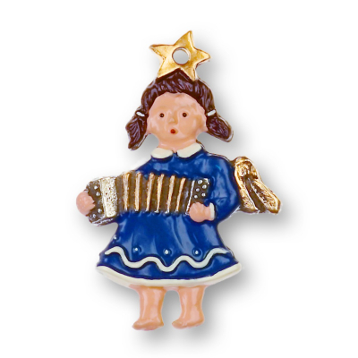 Pewter Ornament Angel with Accordion