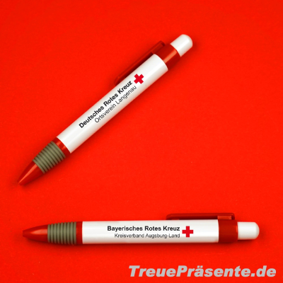 Kugelschreiber groß weiß/rot, ca. 13,5 x 1,5 cm, inklusive individuellem Druck