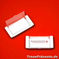 Brillenputztuch Mikrofaser im Etui weiß/transparent, ca. 9 x 5 cm, inklusive individuellem Druck