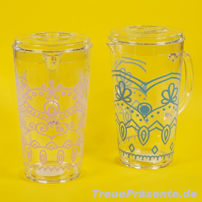 Saftkrug, Karaffe mit Deckel, ca. 2 l, farblich sortiert
