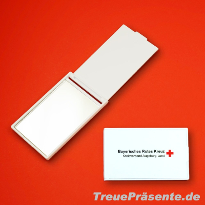 Taschenspiegel rechteckig weiß, inklusive individuellem...
