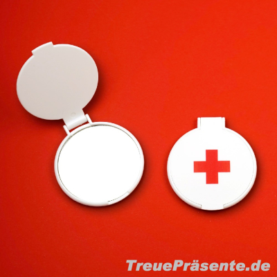 Taschenspiegel rund weiß, inklusive individuellem Druck