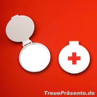 Taschenspiegel rund weiß, inklusive individuellem Druck
