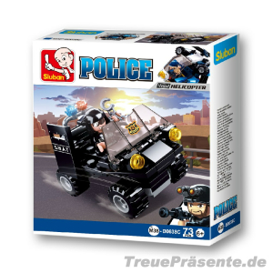 Polizei-Fahrzeug Steckbausteinkasten, Lieferung sortiert