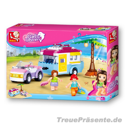 Urlauber-Strandmobil mit Anhänger Steckbausteinkasten,...