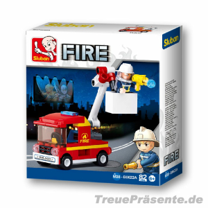 Feuerwehr-Fahrzeug Steckbausteinkasten, Lieferung sortiert