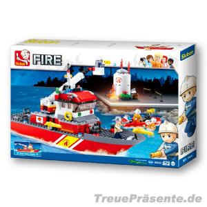 Feuerwehr-Löschboot Steckbausteinkasten, 429-teilig