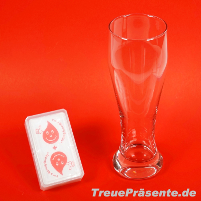 Kombi-Set BloodyBuddy® Schafkopf-Karten mit Weizenbierglas