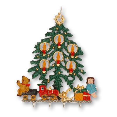 3D Pewter Ornament Christmas Tree with Toys