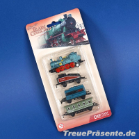 Eisenbahn aus Metall inkl. Lok und drei Waggons