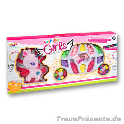 Schmuck-Bastelset, inkl. Schmuckdose Einhorn in Koffer-Box