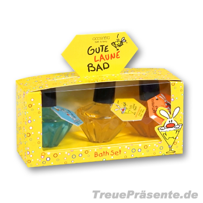 Badezusatz 3er-Set - Gute Laune Bad, Zitrone, Honigmelone, Mango in Geschenkbox