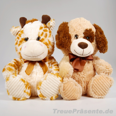 Plüsch-Giraffe und Plüsch-Hund ca. 40 cm, Lieferung sortiert