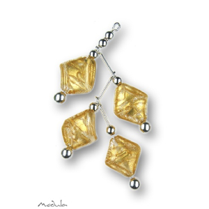 Anhänger -331- Zweig kristall-gold (4 Glasblätter)