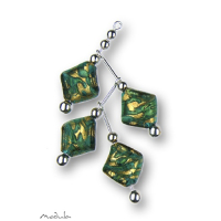 Anhänger -331- Zweig türkis-gold (4 Glasblätter)
