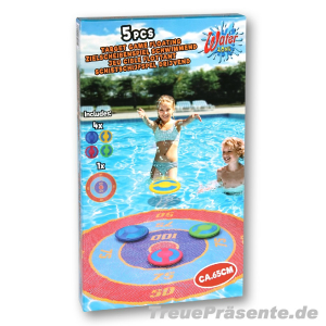 Wasser-Wurfspiel 5-teilig mit schwimmender Zielscheibe,...