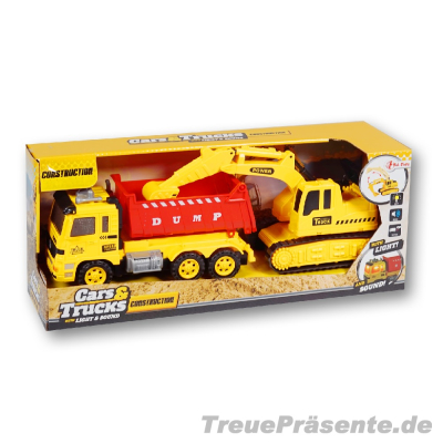 Baufahrzeuge 2er-Set inkl. LKW & Bagger mit Licht und Ton